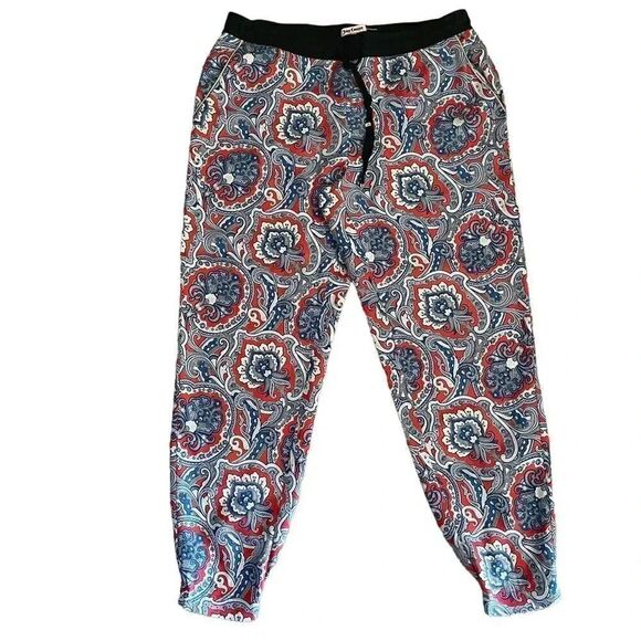 Juicy Couture Paisley Multicolor Silk Lounge Loungewear  Pants Elastic Cuffs M - Picture 1 of 12
